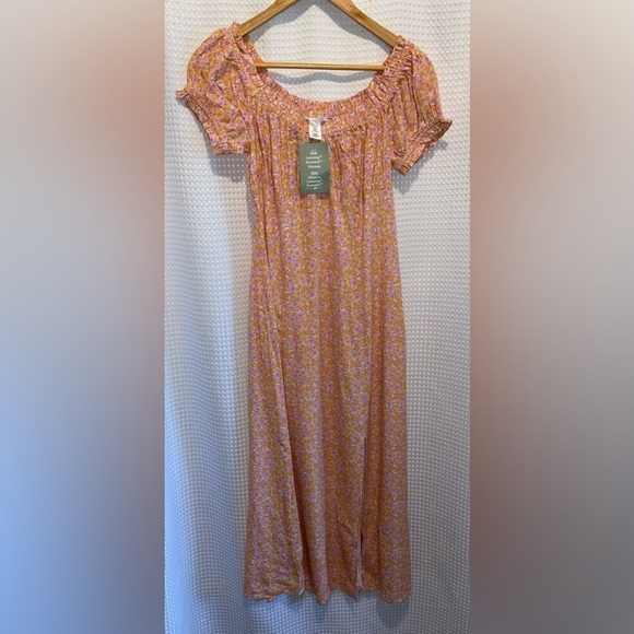 Women’s H&M floral romantic cottage Puff-sleeved midi dress size medium NWT - Picture 5 of 14